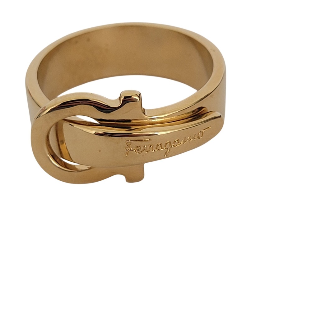 Salvatore Ferragamo Gold Gancini Scarf Ring Made in Italy Buckle Accessory